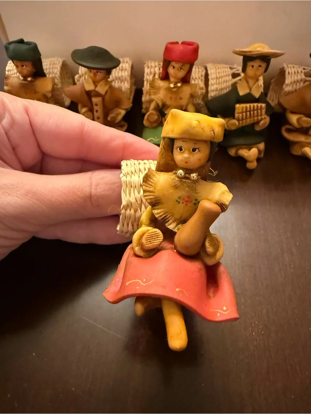 Folk Art Napkin Rings From Ecuador Handcrafted Polymer Clay And Wicker Set Of 6